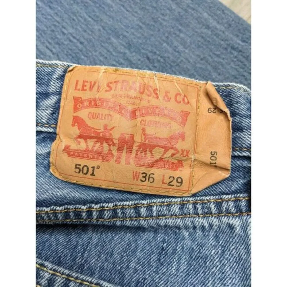 Levis‎ 501 Jeans Mens 36x29 (34X27) Blue Original Straight Denim Button Fly